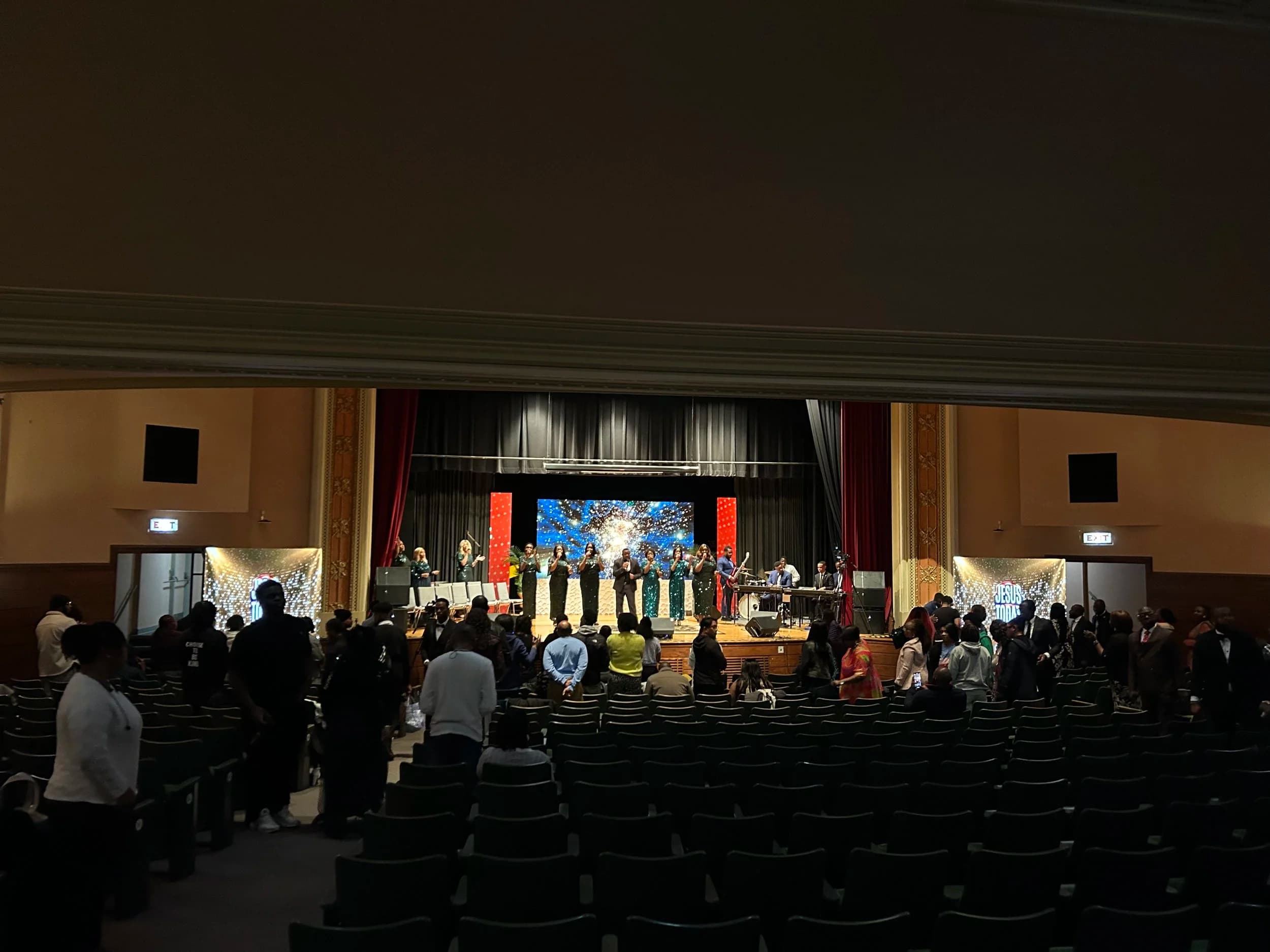 LED wall on stage at an Ottawa community theatre during a cultural performance