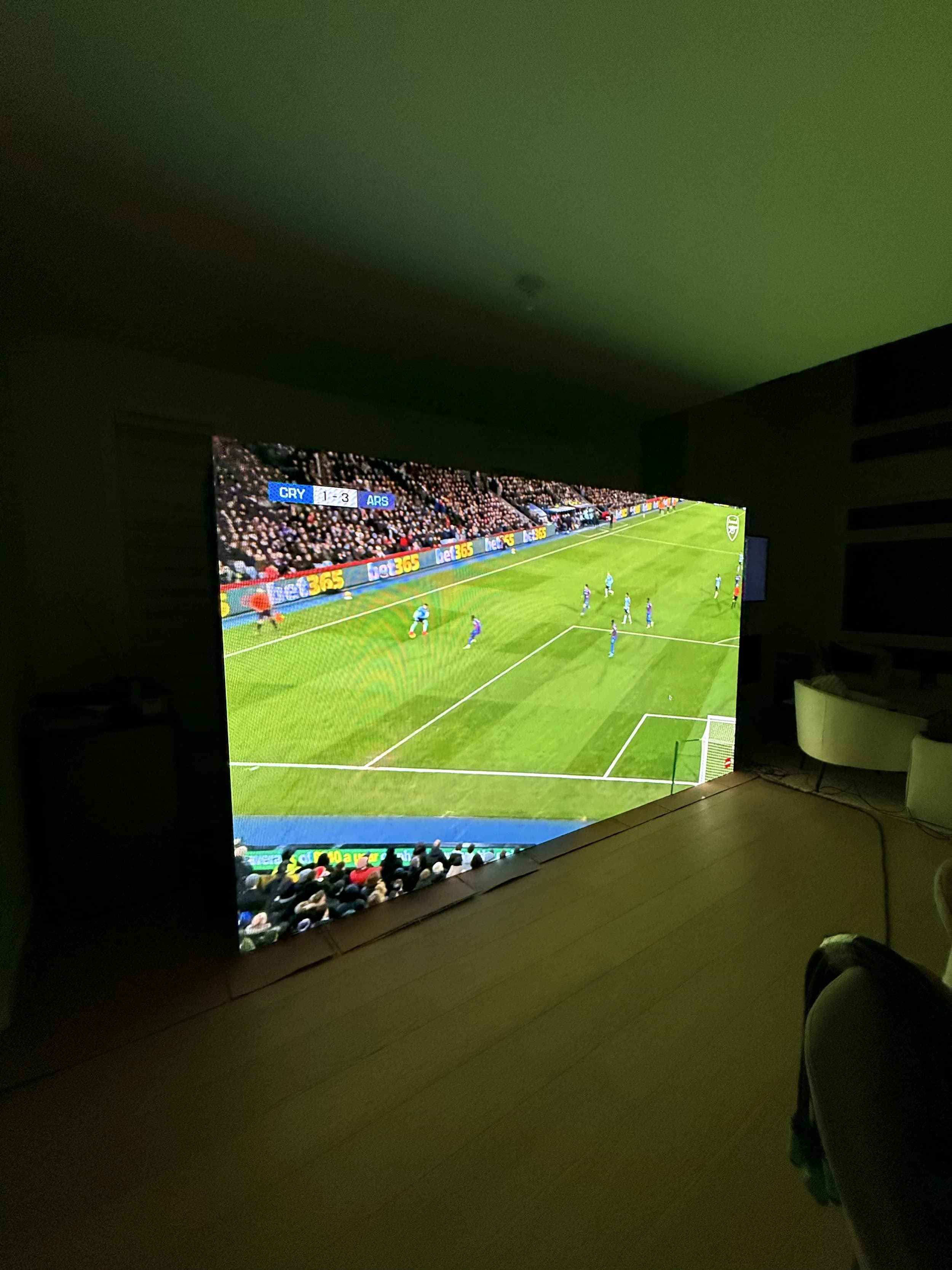 Live football match playing on our LED wall at an Ottawa watch party