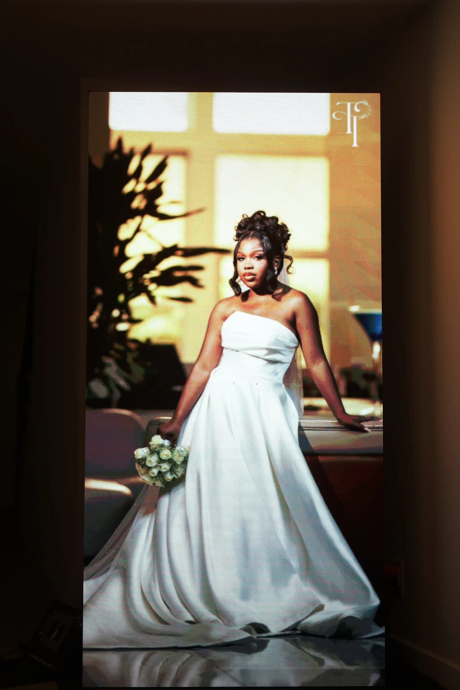 Bride portrait on our LED wall at an Ottawa wedding